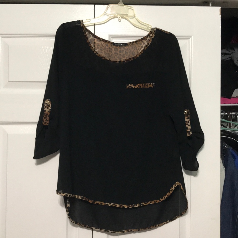 Black & cheetah blouse